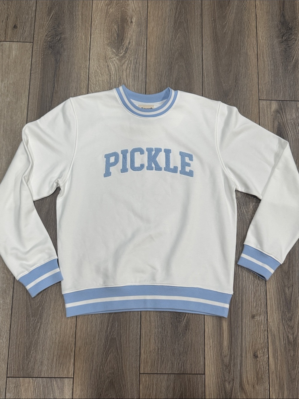 Pickleball PICKLE ELLSWORTH & IVY  White & Light Blue Crewneck Sweatshirt